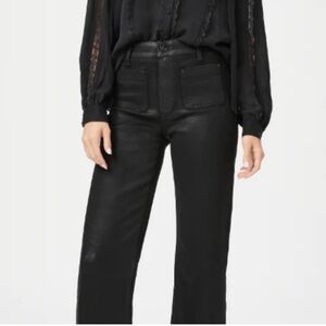 PAIGE Lee ah Coated Black Wide Leg Jeans